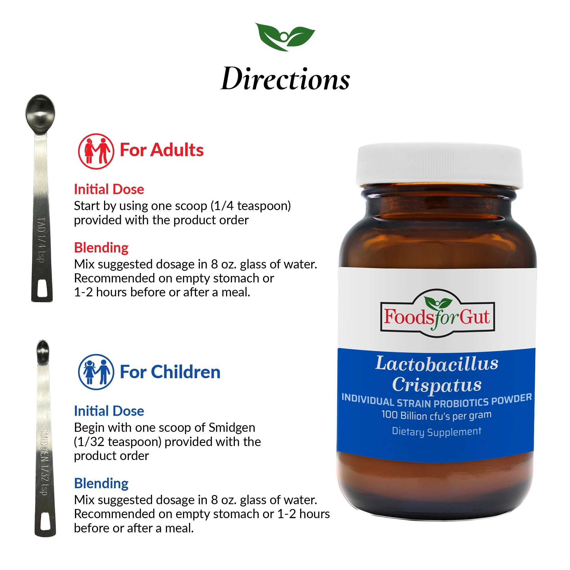 Directions listed for use of bottle L. Crispatus