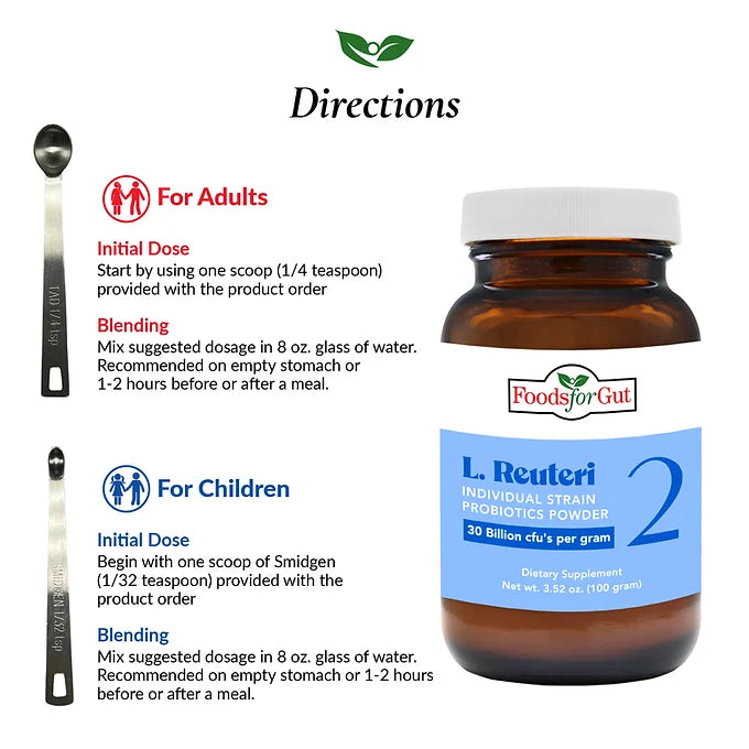 Directions for use of L. Reuteri 1E1 Probiotic Powder