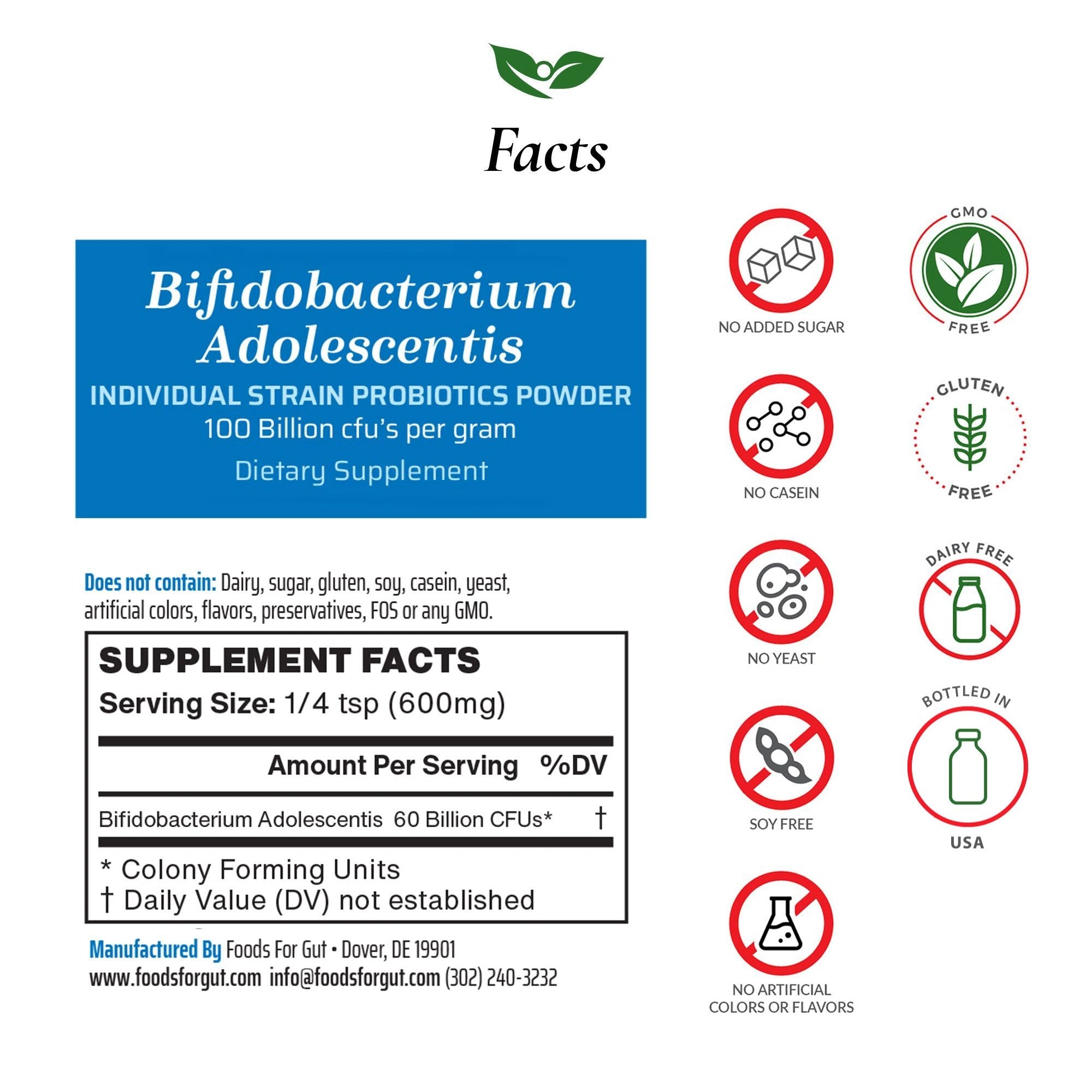 Bifidobacterium Adolescentis Probiotic Powder