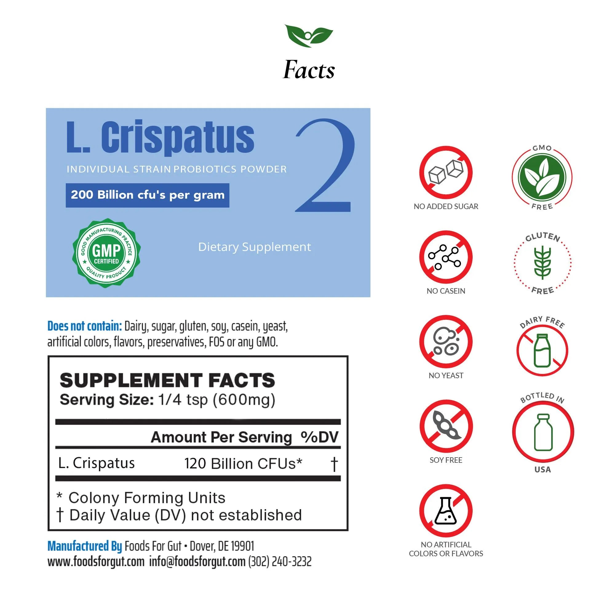 Lactobacillus Crispatus 2 Probiotic Powder